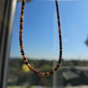Mookaite Jasper Beaded Necklace 17" Silver Clasp